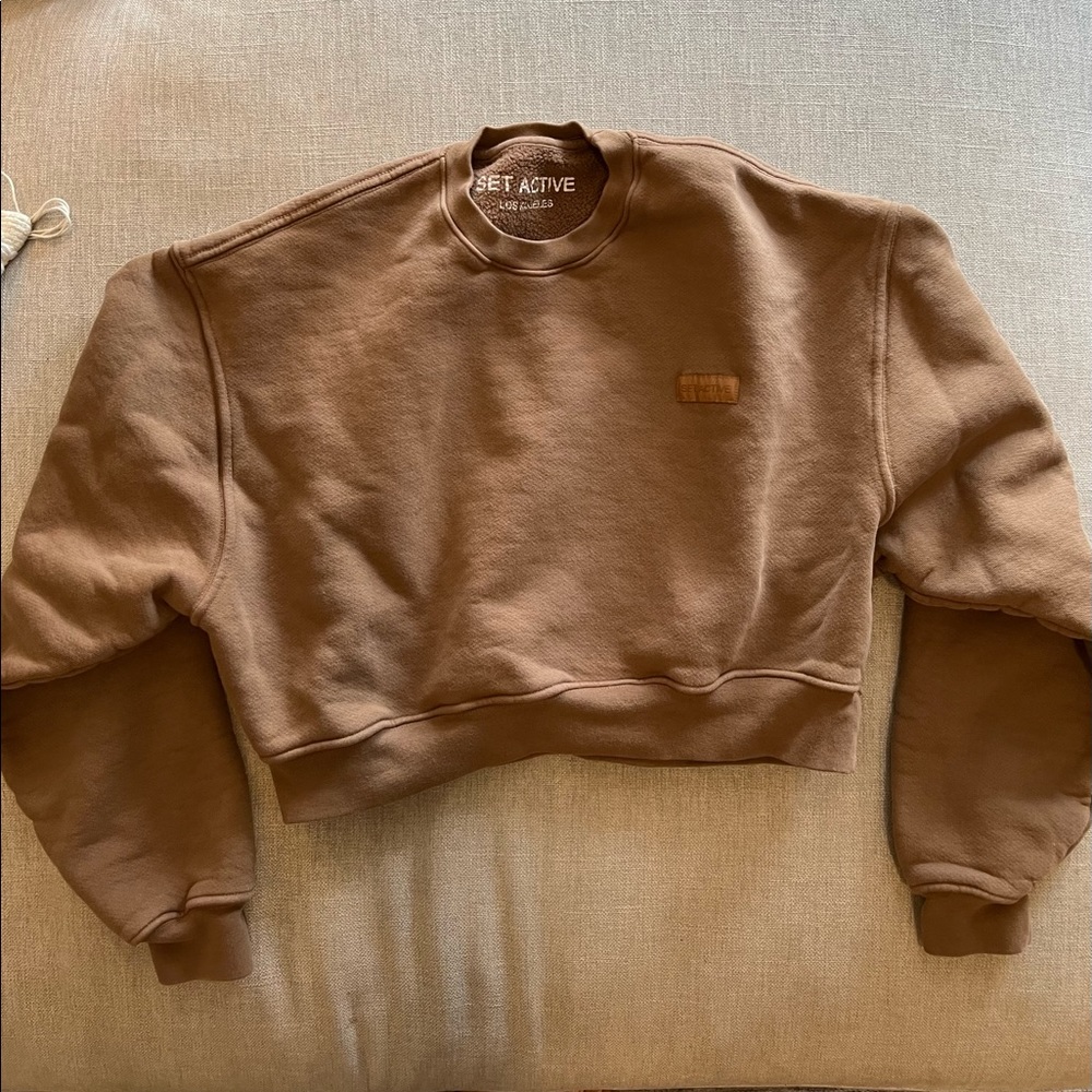 SET Active Cropped Crewneck Sweater in Penny Sz S